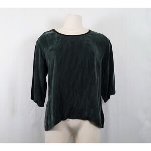 PalaPala Top Dark Green Silk Lagenlook Wearable Art Women's Size 1 Fits S/M